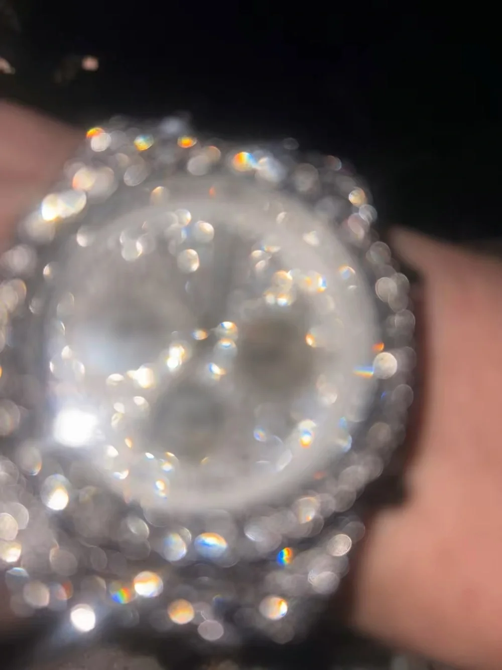 Audemars Piguet Silver vvs mossainte flooded with 100 plus stones